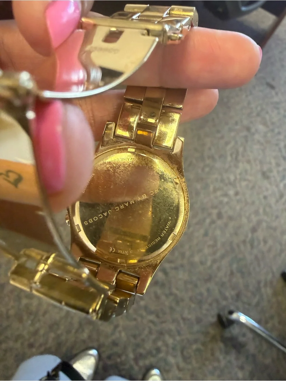 Marc by Marc Jacobs Gold Tone Watch with White Dial and Gold Accents